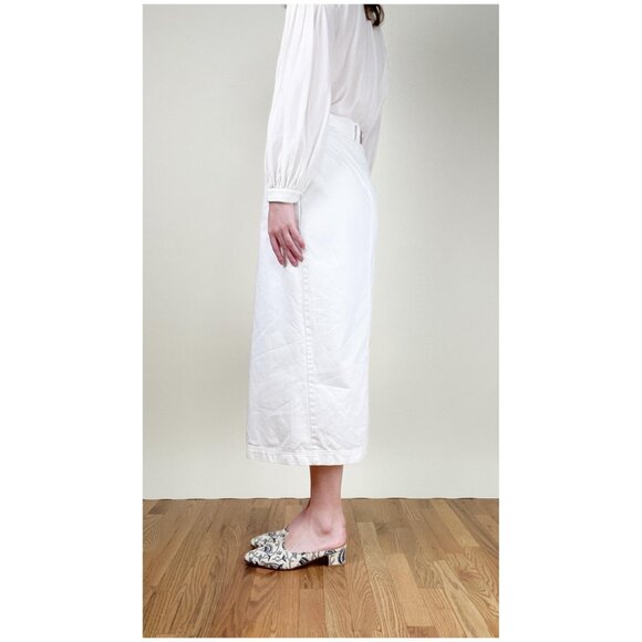 Vintage Denim Jean Midi Maxi Wrap Skirt High Rise French Girl Coastal Cowgirl - Picture 3 of 11